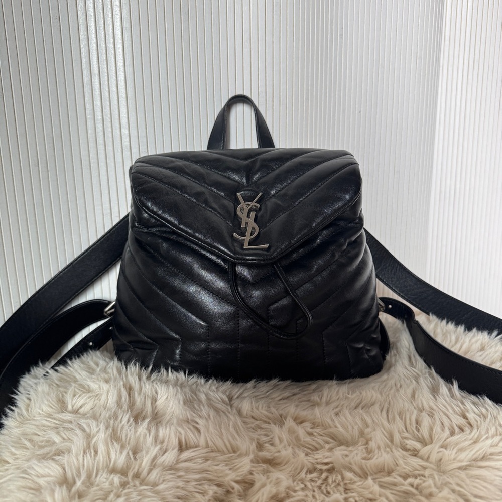 Saint Laurent Calfskin Y Quilted Monogram Small LouLou Backpack